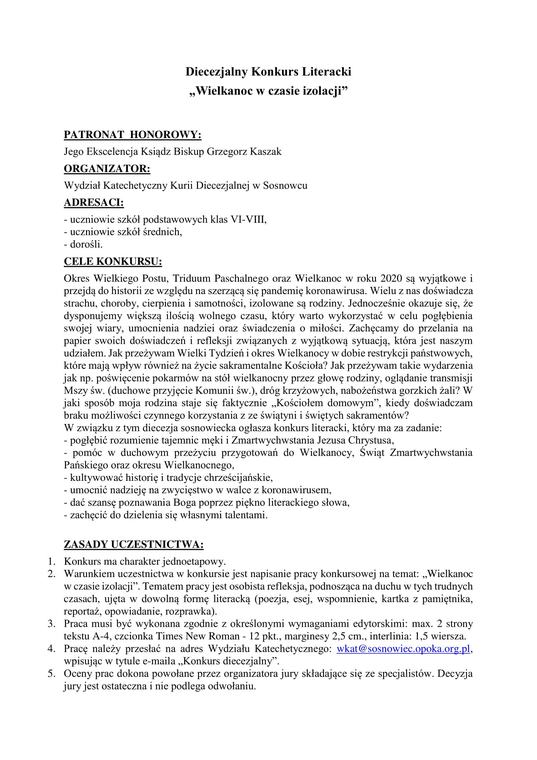 Diecezjalny konkurs literacki – zdjęcie 1